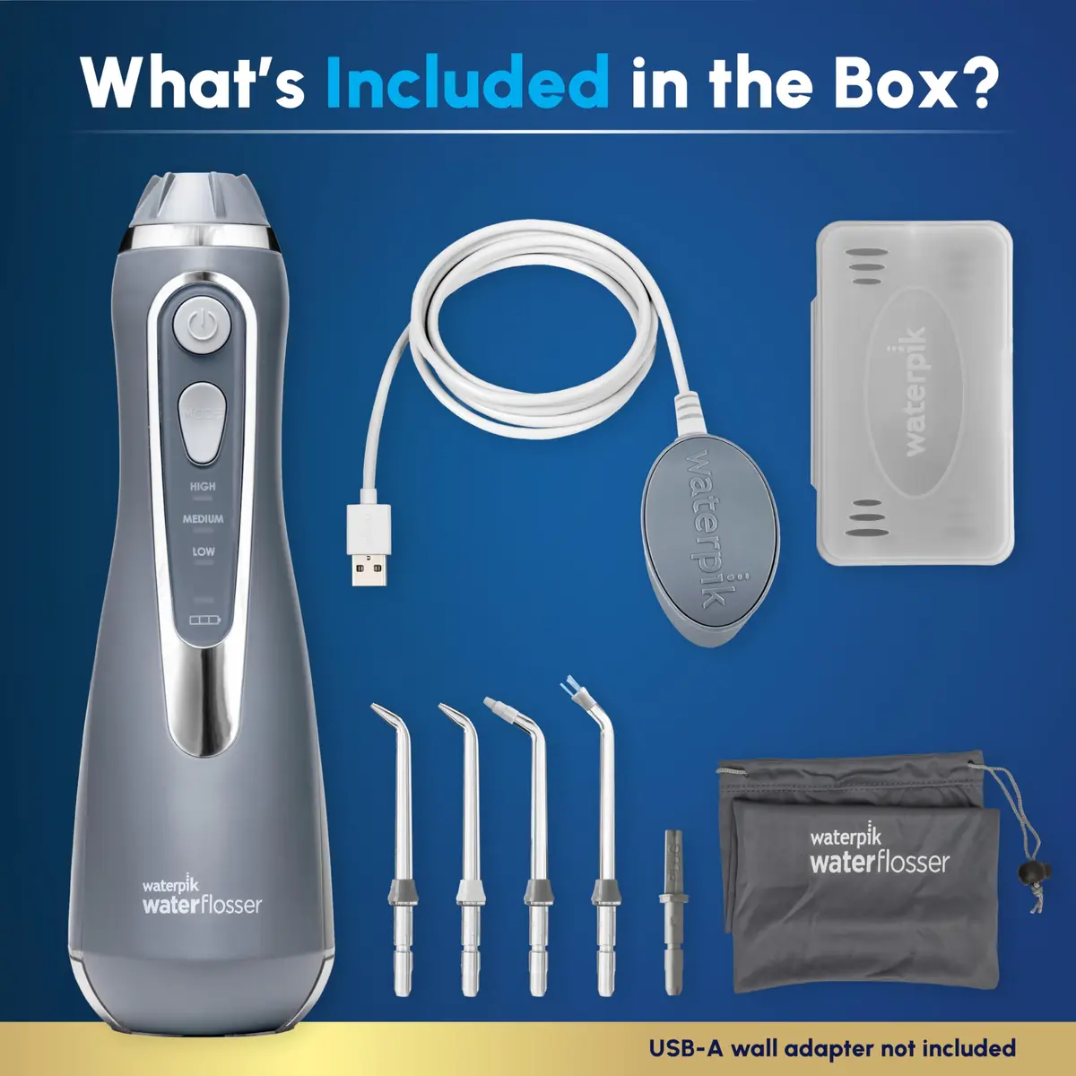 Waterpik Cordless Advanced Portable Water Flosser Gray 203ml (7 Fl Oz) | ADA Accepted Oral Irrigator - view 4