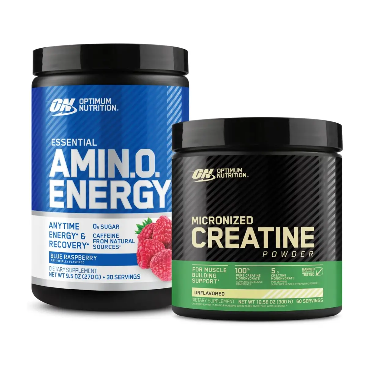 Optimum Nutrition Amino Energy Pre Workout Powder with BCAA & Micronized Creatine Monohydrate, Unflavored, 60 Servings (30 Servings + 30 Servings Bundle) - main product image