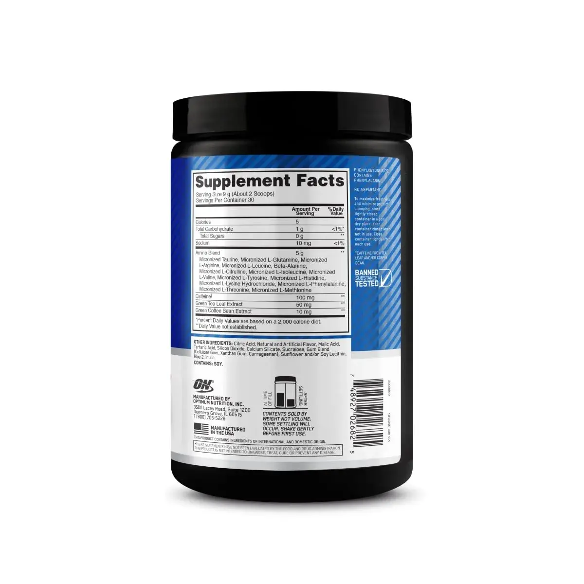 Optimum Nutrition Amino Energy Pre Workout Powder with BCAA & Micronized Creatine Monohydrate, Unflavored, 60 Servings (30 Servings + 30 Servings Bundle) - view 9