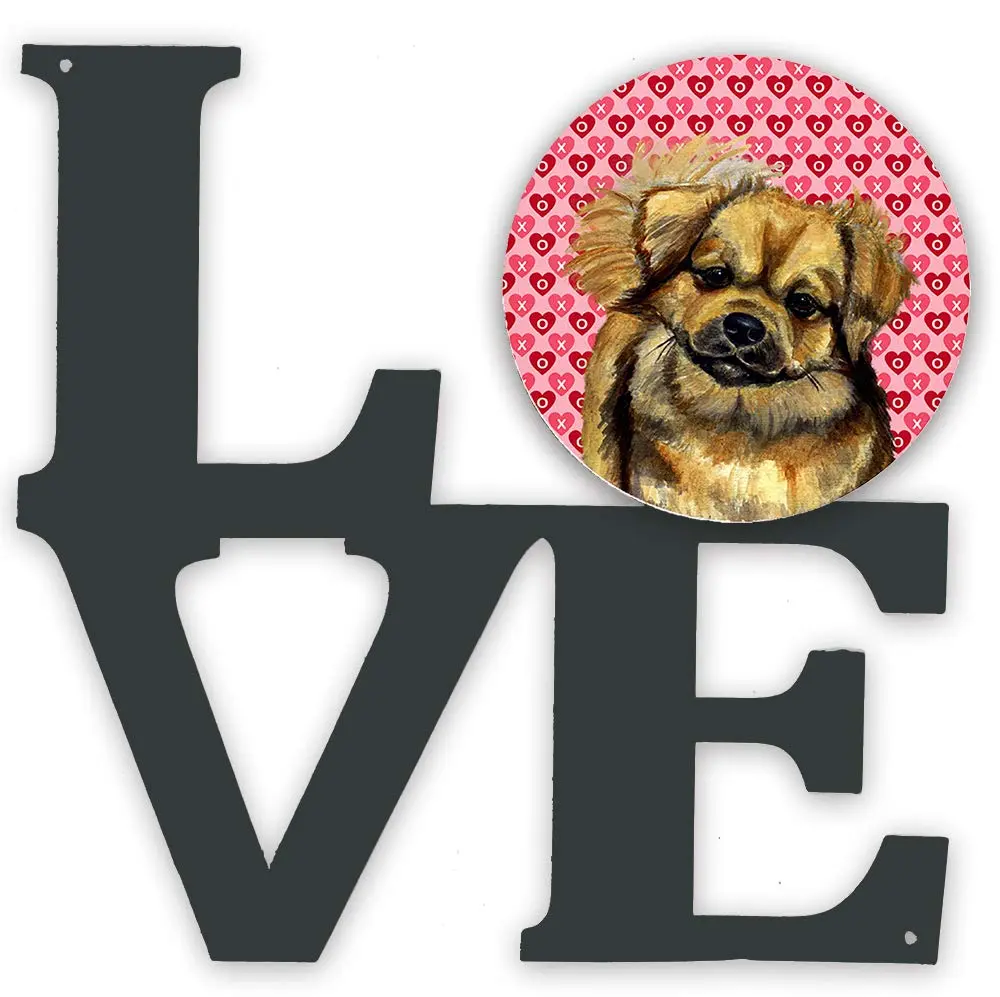 Caroline's Treasures Tibetan Spaniel Hearts Love Wall Art 11.5x11.75 inches | Colorful Aluminum & Steel Sculpture - main product image