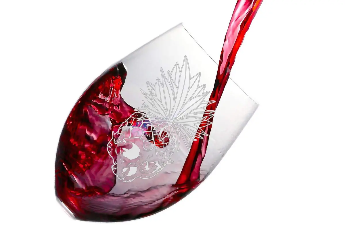 Hat Shark Tropical Summer Pineapple Skull Leaf Fire Eyes Punk Fruit Design Laser Engraved Stemless Wine Glass 624ml (21 Ounces) | Dishwasher Safe - view 4