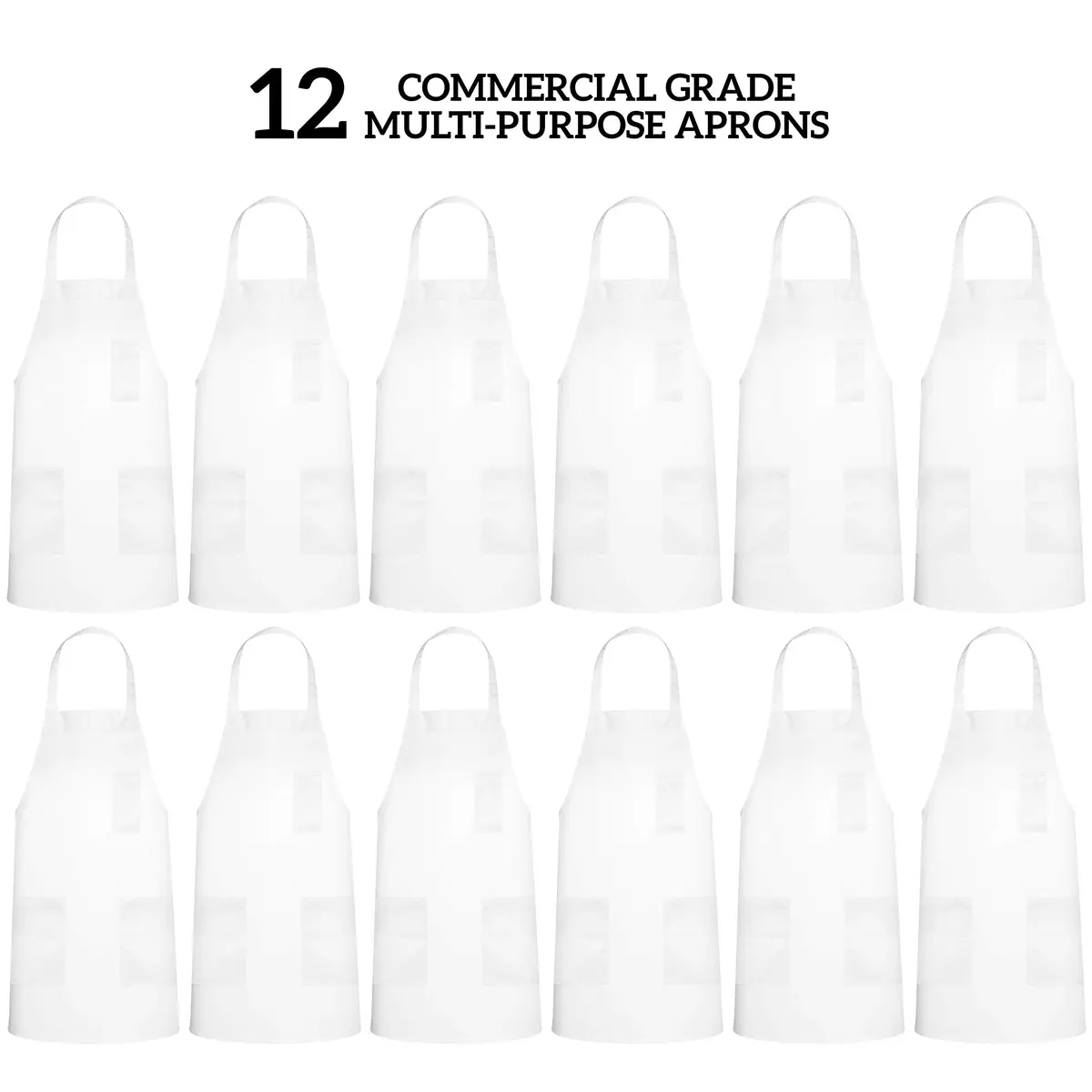 GREEN LIFESTYLE 12 Pack Chef Apron with Pockets | Waterproof Cooking Apron for Men & Women (12 Pack, White) - view 3