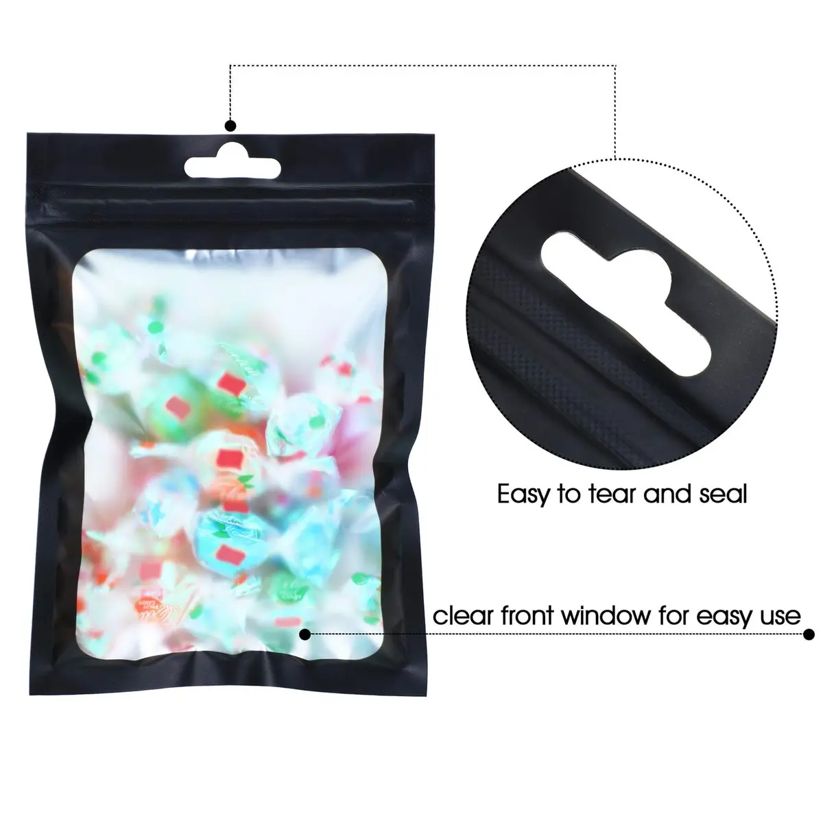 Boao 100 Pcs Resealable Foil Food Storage Bags 3.1 x 5.1 Inch | Reusable, Leak-Resistant, Food Safe - view 3