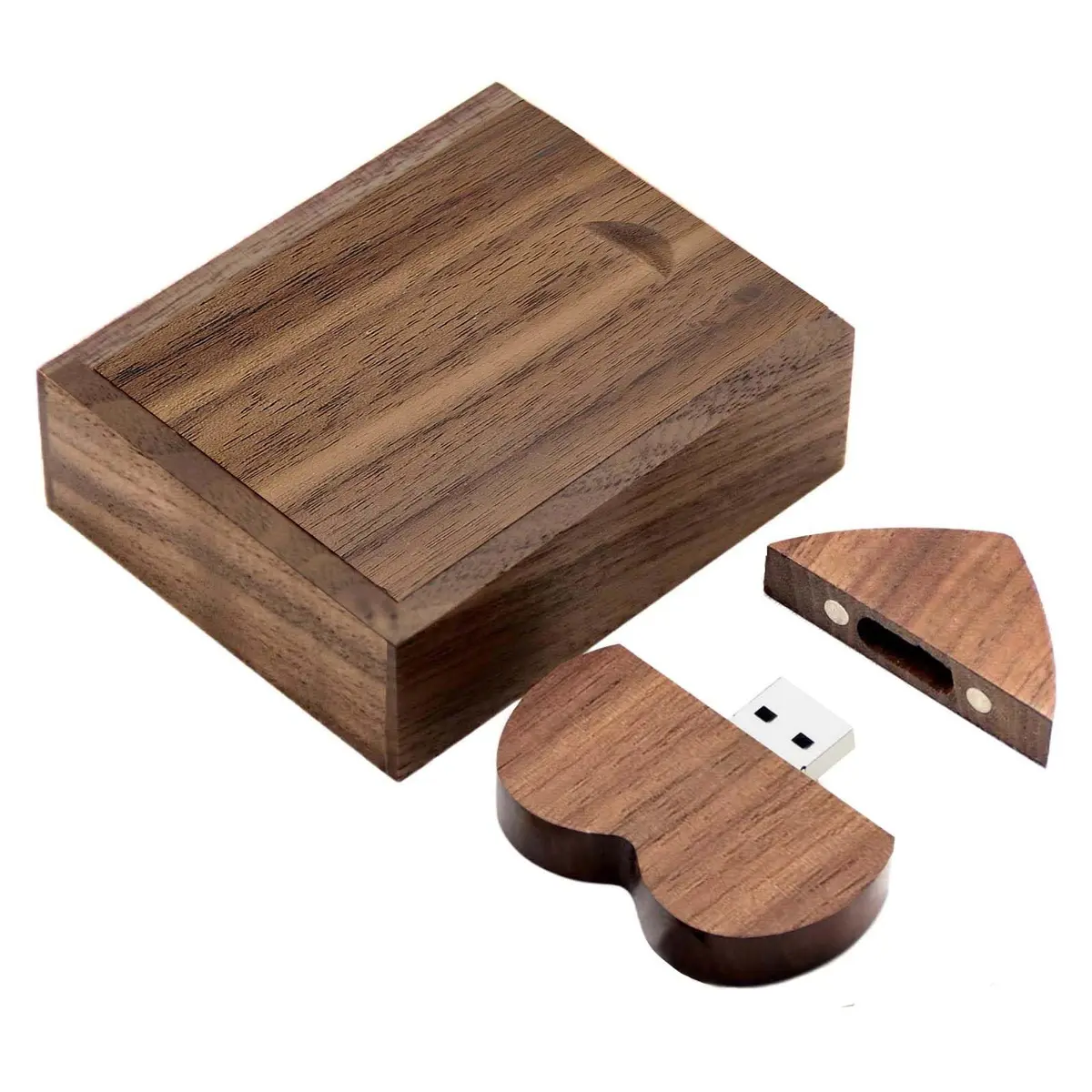 FEWINA 32GB Walnut Wood Heart USB 3.0 Flash Drive with Gift Box | High-Speed Data Storage - view 9
