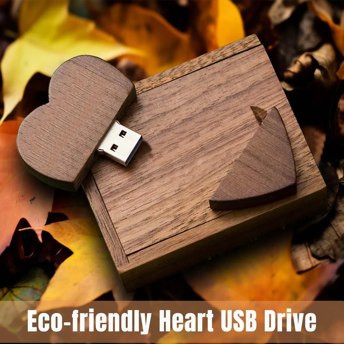 FEWINA 32GB Walnut Wood Heart USB 3.0 Flash Drive with Gift Box | High-Speed Data Storage - view 2
