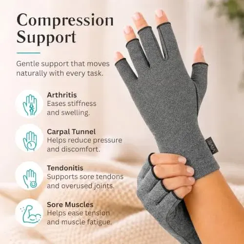Vive Arthritis Compression Gloves - X-Large, Grey | Hand Pain Relief for Men & Women - view 4