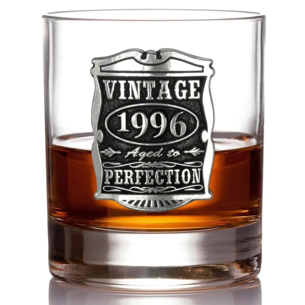 English Pewter Company Vintage Years 1996 30th Birthday Old Fashioned Whisky Rocks Glass 11oz | Unique Gift for Men - main product image