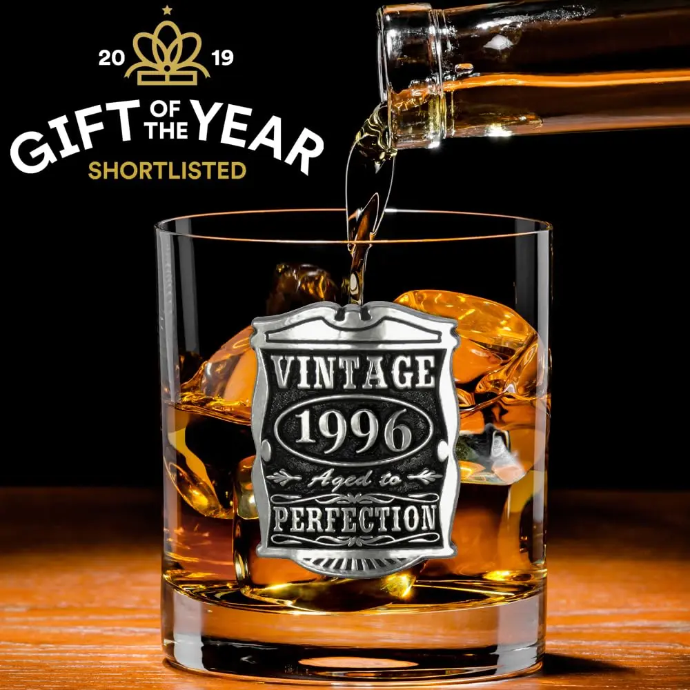 English Pewter Company Vintage Years 1996 30th Birthday Old Fashioned Whisky Rocks Glass 11oz | Unique Gift for Men - view 5