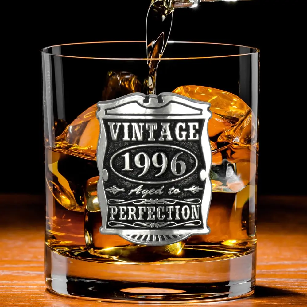 English Pewter Company Vintage Years 1996 30th Birthday Old Fashioned Whisky Rocks Glass 11oz | Unique Gift for Men - view 2