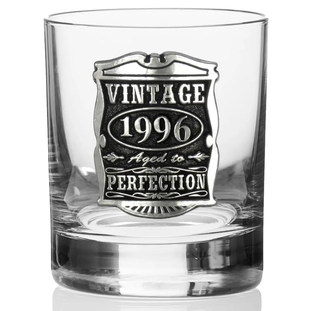English Pewter Company Vintage Years 1996 30th Birthday Old Fashioned Whisky Rocks Glass 11oz | Unique Gift for Men - view 4