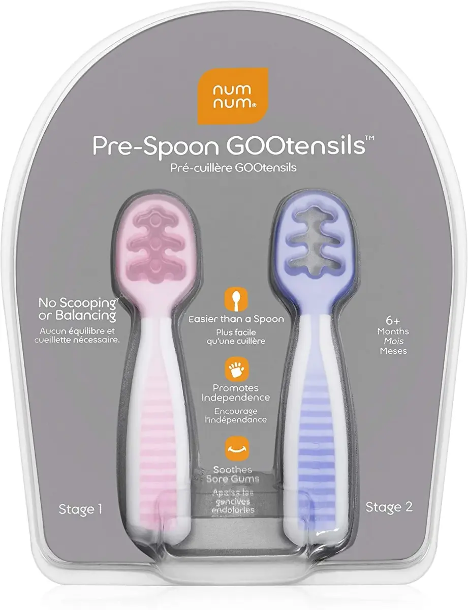 NumNum GOOtensils Baby Spoons 6-18 Months, 2-Pack Frosty Lilac/Rose | Pre-Spoon for Self-Feeding - view 6