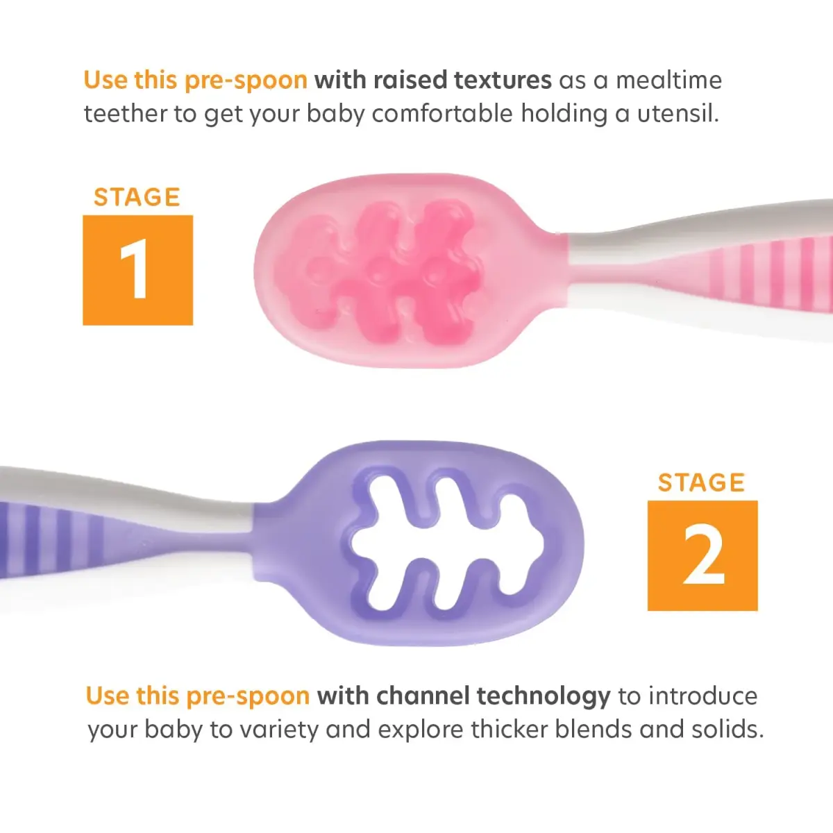 NumNum GOOtensils Baby Spoons 6-18 Months, 2-Pack Frosty Lilac/Rose | Pre-Spoon for Self-Feeding - view 2
