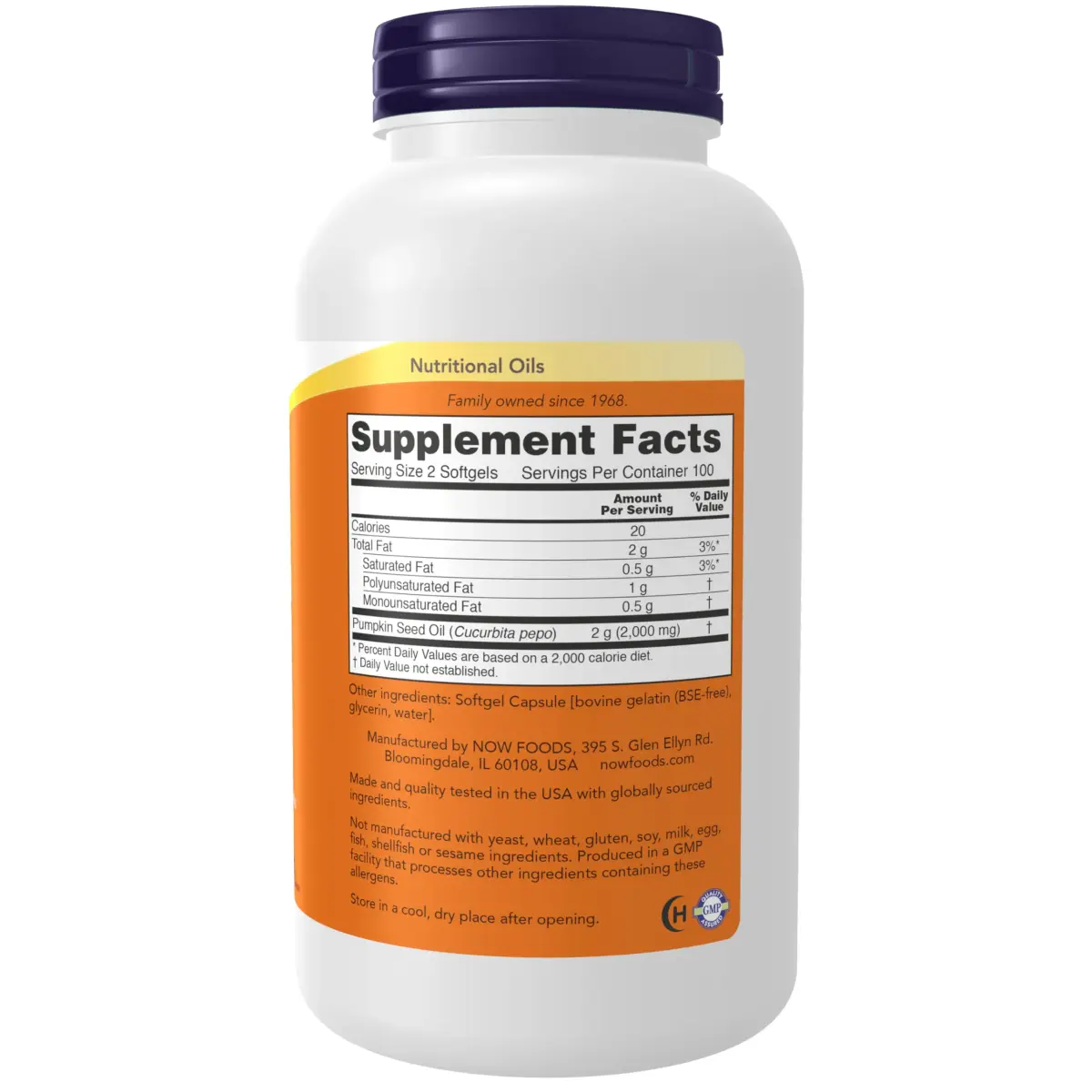 NOW Foods Pumpkin Seed Oil 1000 mg Softgels | Cold Pressed EFAs & Phytosterols, 200 Count - view 2
