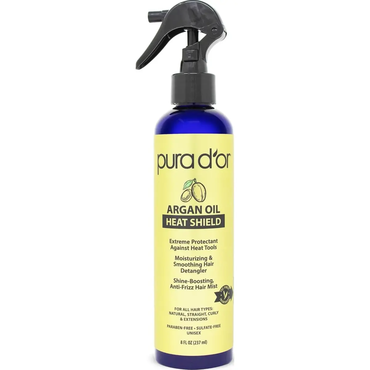 PURA D'OR Argan Oil Heat Shield Protectant Spray 237ml (8 Fl Oz) | Protects Up To 450º F From Heat Styling - main product image