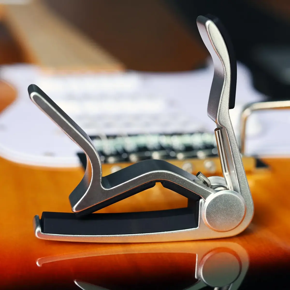 WINGO Silver Guitar Capo for Acoustic & Electric Guitars | Quick-Release, No Buzz, 6-String Steel Acoustic/Electric - view 4