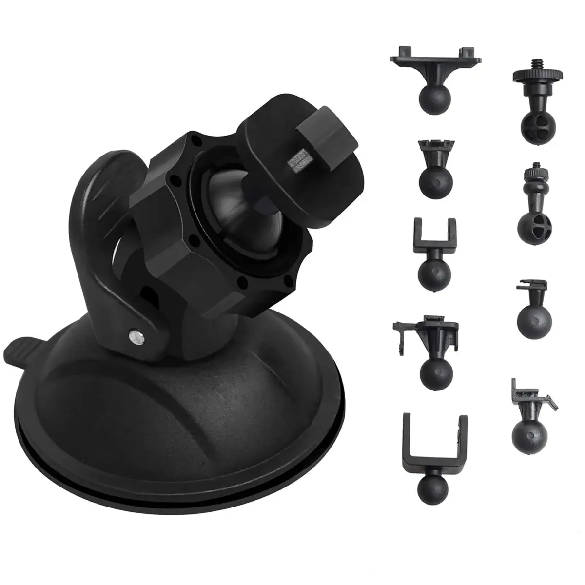 TiToeKi Dash Cam Suction Mount with 15+ Swivel Ball Adapters | Universal Fit for Most Dash Cameras - main product image