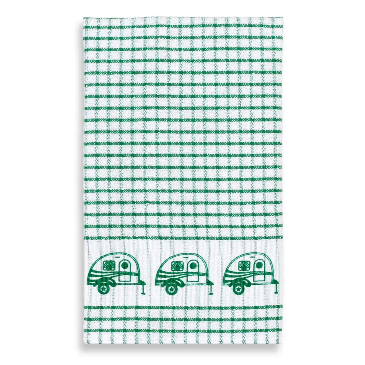 Cackleberry Home Retro Camper Windowpane Check Cotton Terrycloth Kitchen Towels, Set of 4 (Green) | 45.7 x 71.1 cm (18 x 28 inches) - view 3