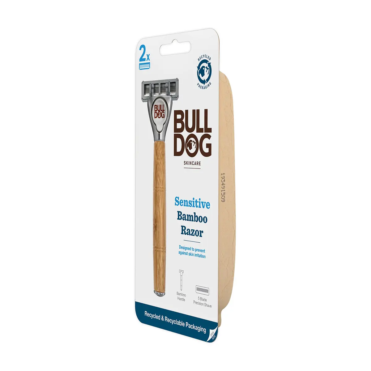 Bulldog Skincare - Sensitive Bamboo Razor 1 Count | Eco-Friendly Handle & 5 Steel Blades - view 6