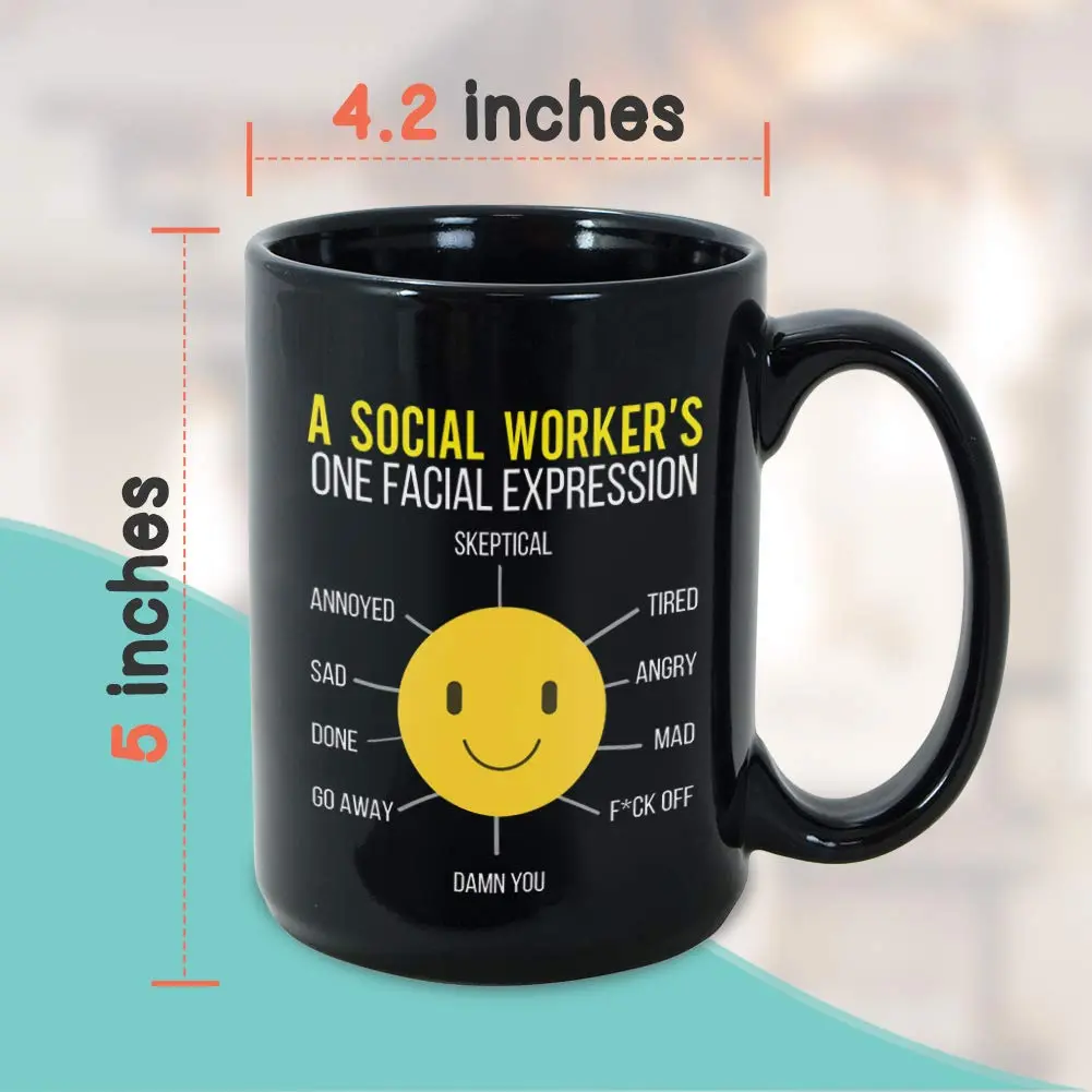 Bubble Hugs Black 15oz Ceramic Coffee Mug | Funny Social Worker Gift - view 4