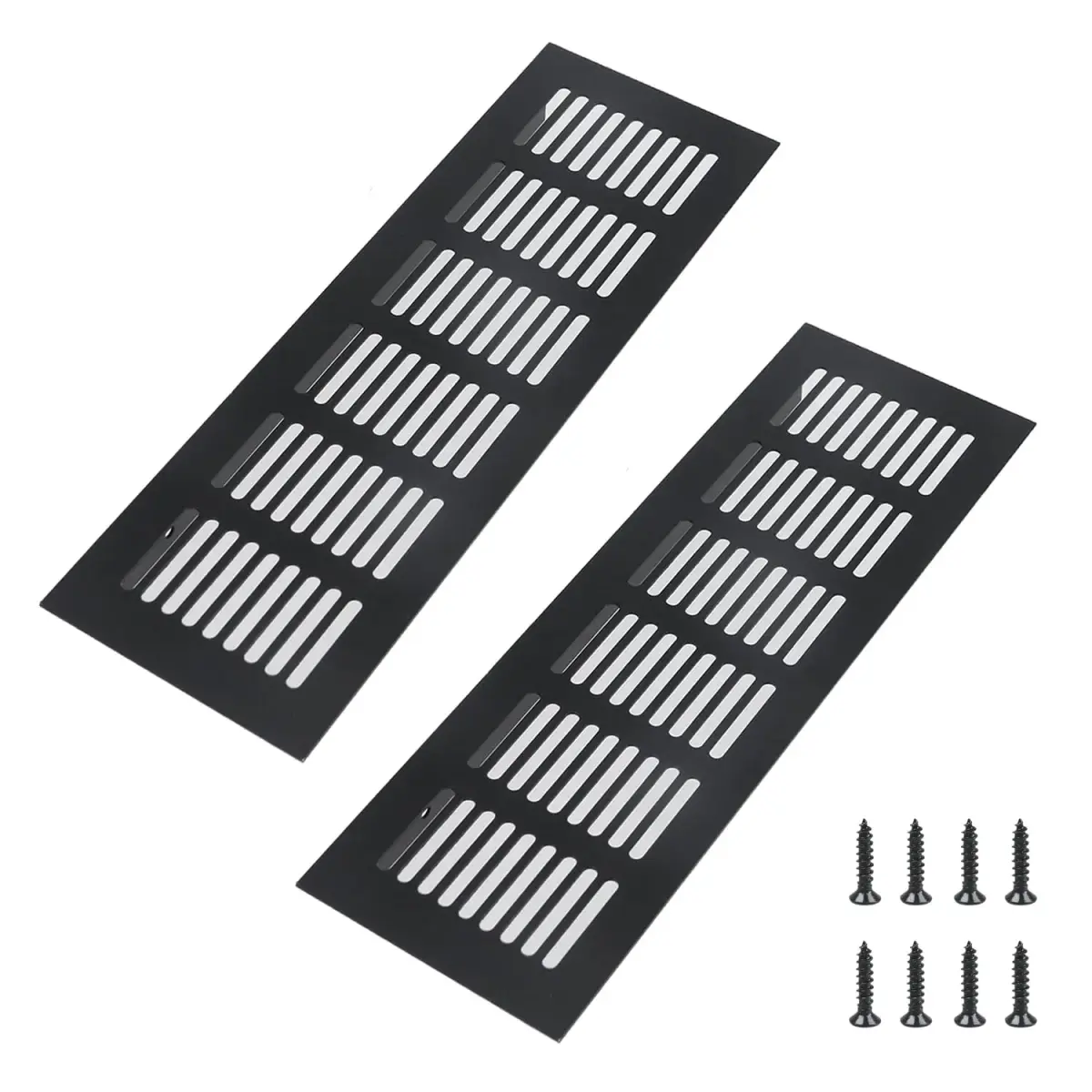 Geesatis Black Air Vent Covers 250mm x 80mm (9.8" x 3.1") | Rust-Proof Aluminum Grille with Screws - main product image