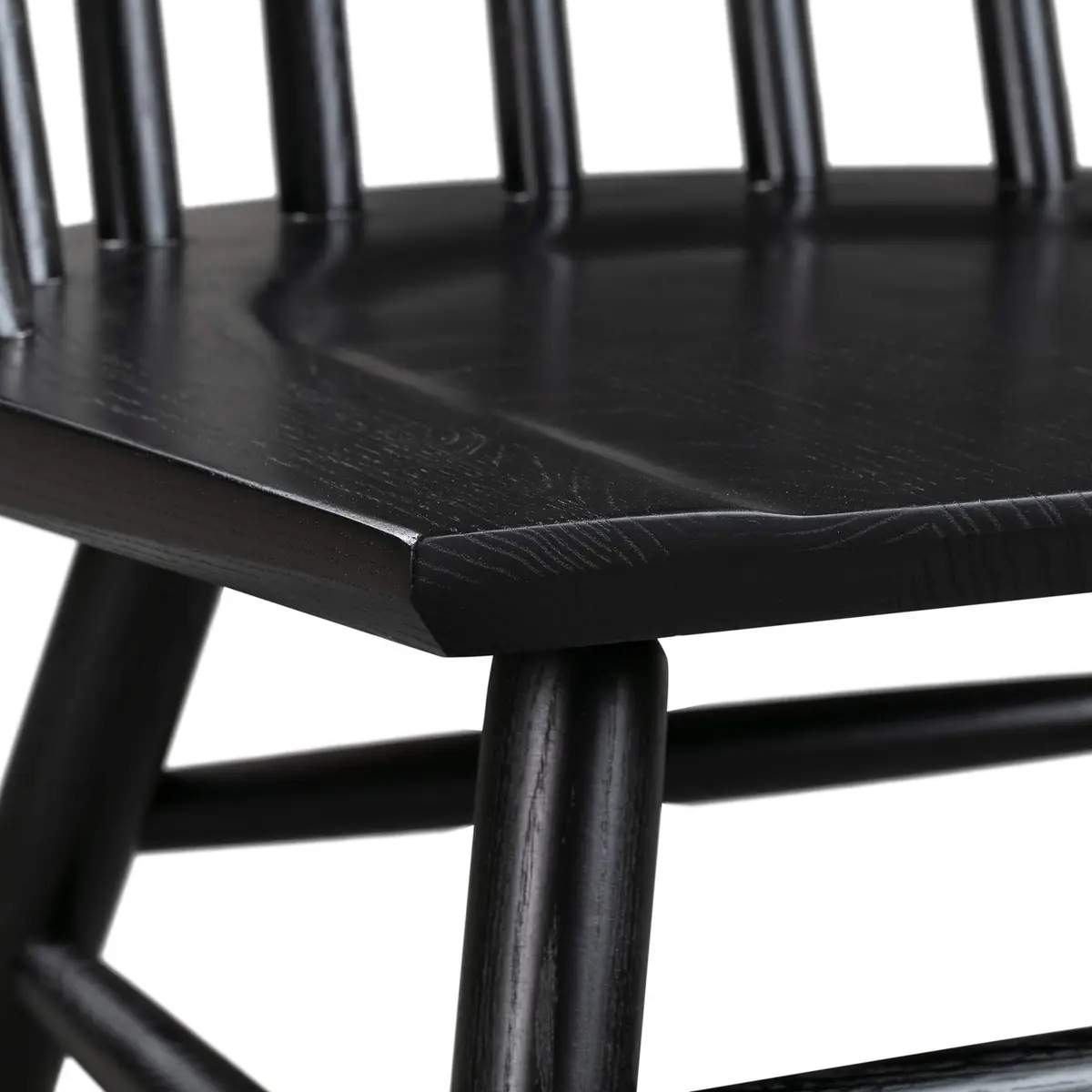 POLY & BARK Talia Windsor Dining Chair, 35” High, Solid Ash Wood, Black Finish | Farmhouse Modern Kitchen & Dining Room Chair - view 8