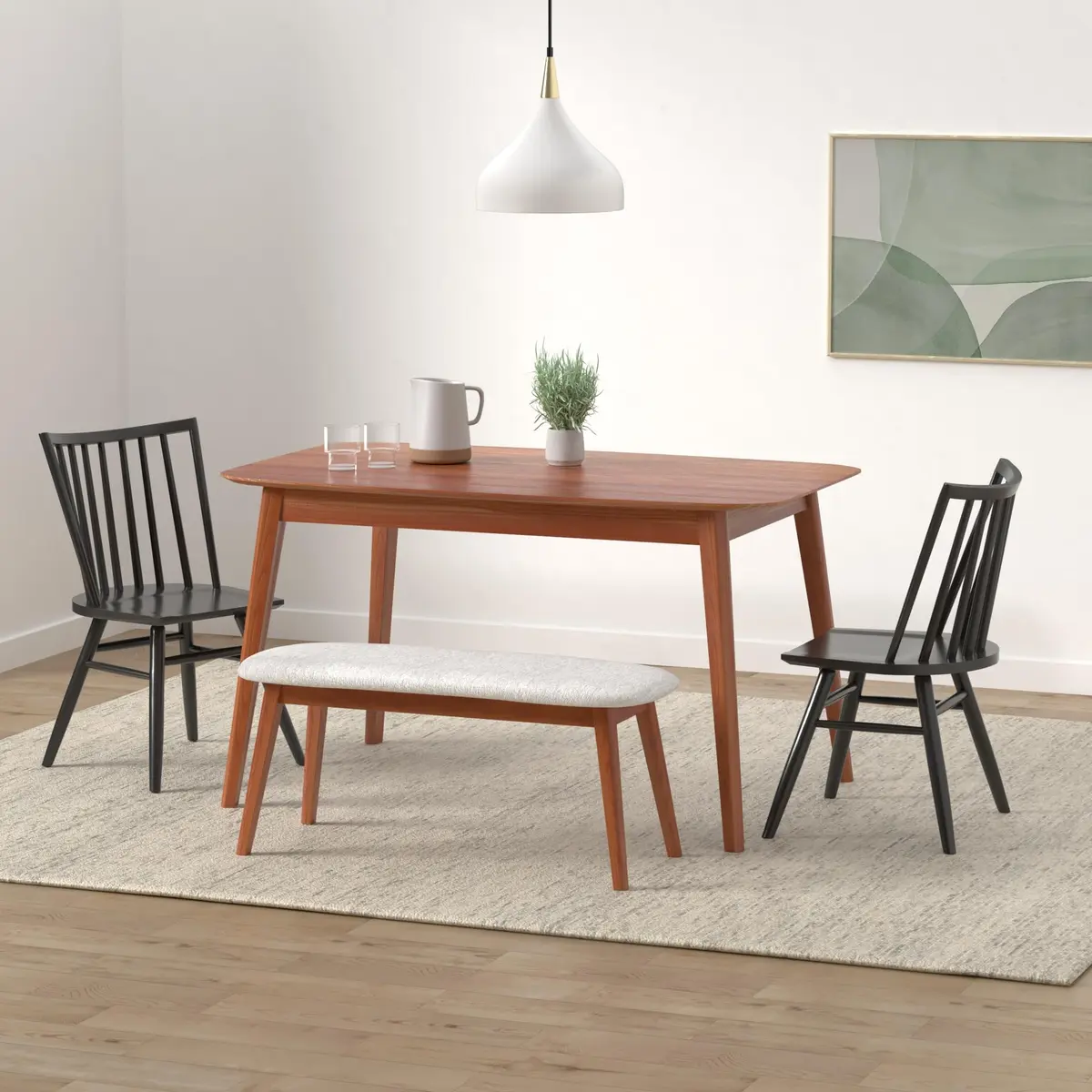 POLY & BARK Talia Windsor Dining Chair, 35” High, Solid Ash Wood, Black Finish | Farmhouse Modern Kitchen & Dining Room Chair - view 2