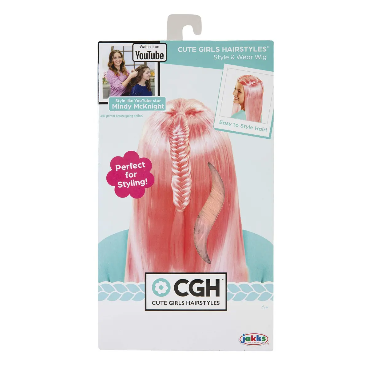 JAKKS Pacific Pink Wig - Straight Hair Style for Girls | Easy to Style & Wear (70-120 chars) - view 3