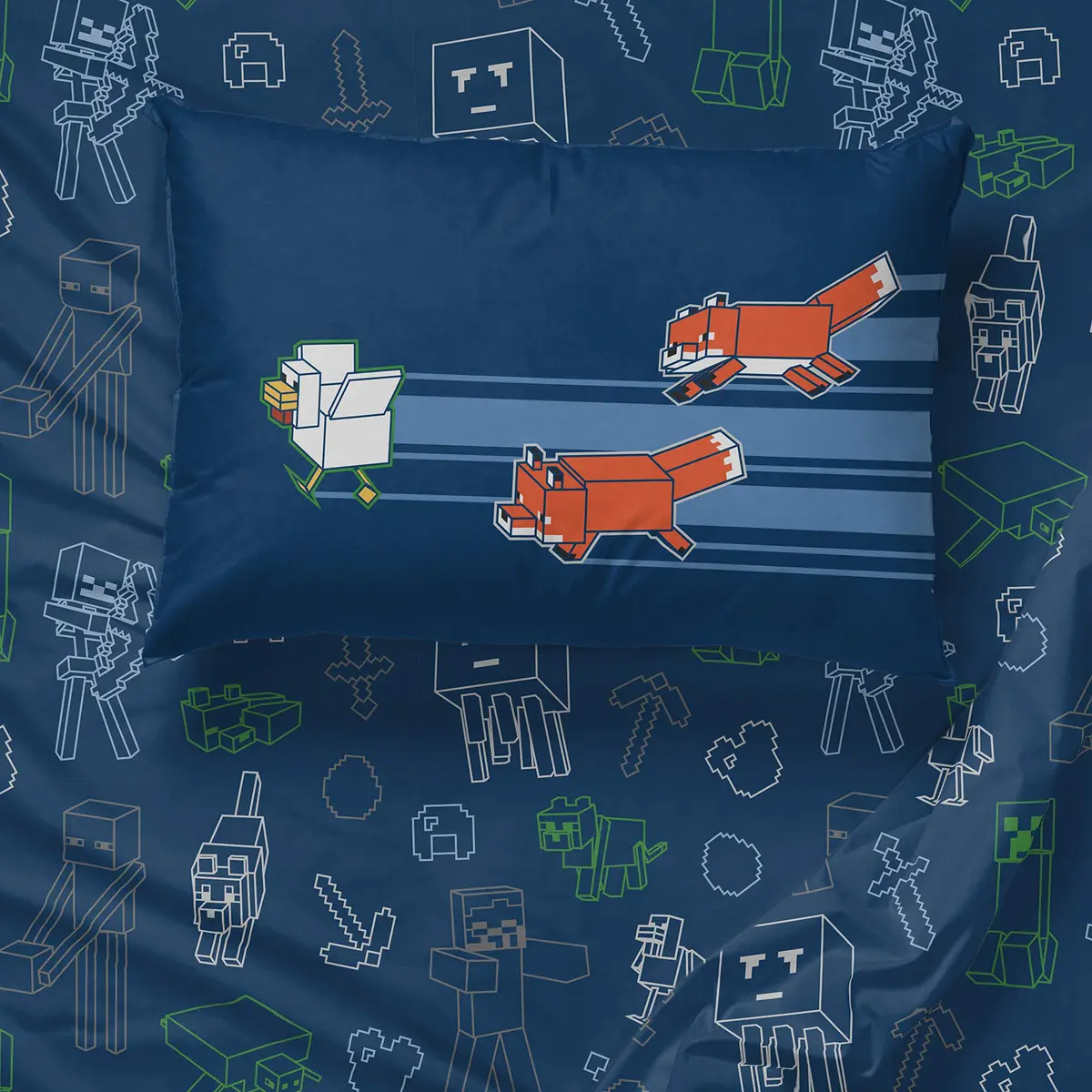 Jay Franco Minecraft 5 Piece Twin Bedding Set | Reversible Comforter, Sheets & Pillowcases | Officially Licensed - view 5