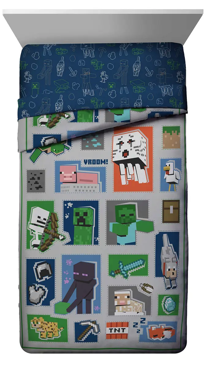 Jay Franco Minecraft 5 Piece Twin Bedding Set | Reversible Comforter, Sheets & Pillowcases | Officially Licensed - view 2
