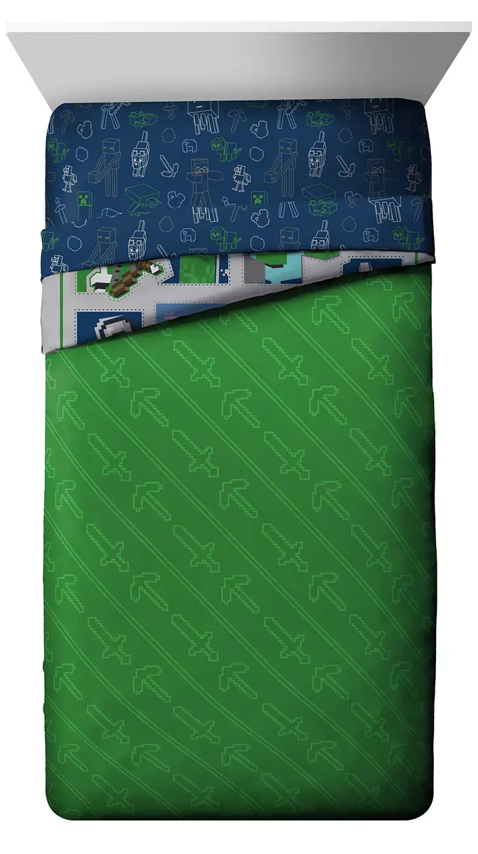 Jay Franco Minecraft 5 Piece Twin Bedding Set | Reversible Comforter, Sheets & Pillowcases | Officially Licensed - view 3