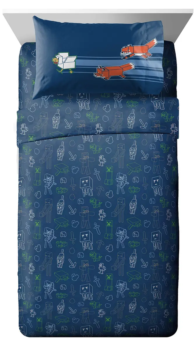 Jay Franco Minecraft 5 Piece Twin Bedding Set | Reversible Comforter, Sheets & Pillowcases | Officially Licensed - view 4