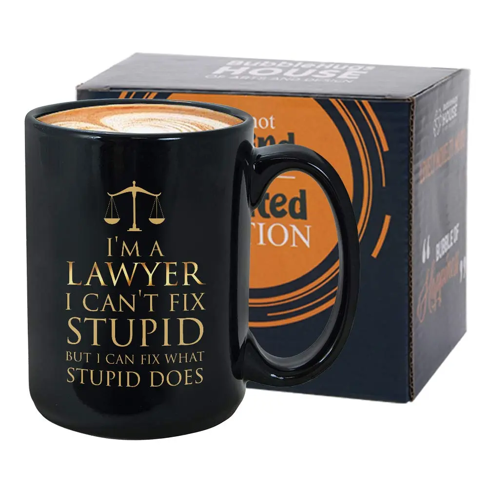 Bubble Hugs Witty Joke Lawyer Coffee Cup 15 Oz | Funny Saying Mug for Lawyers - main product image