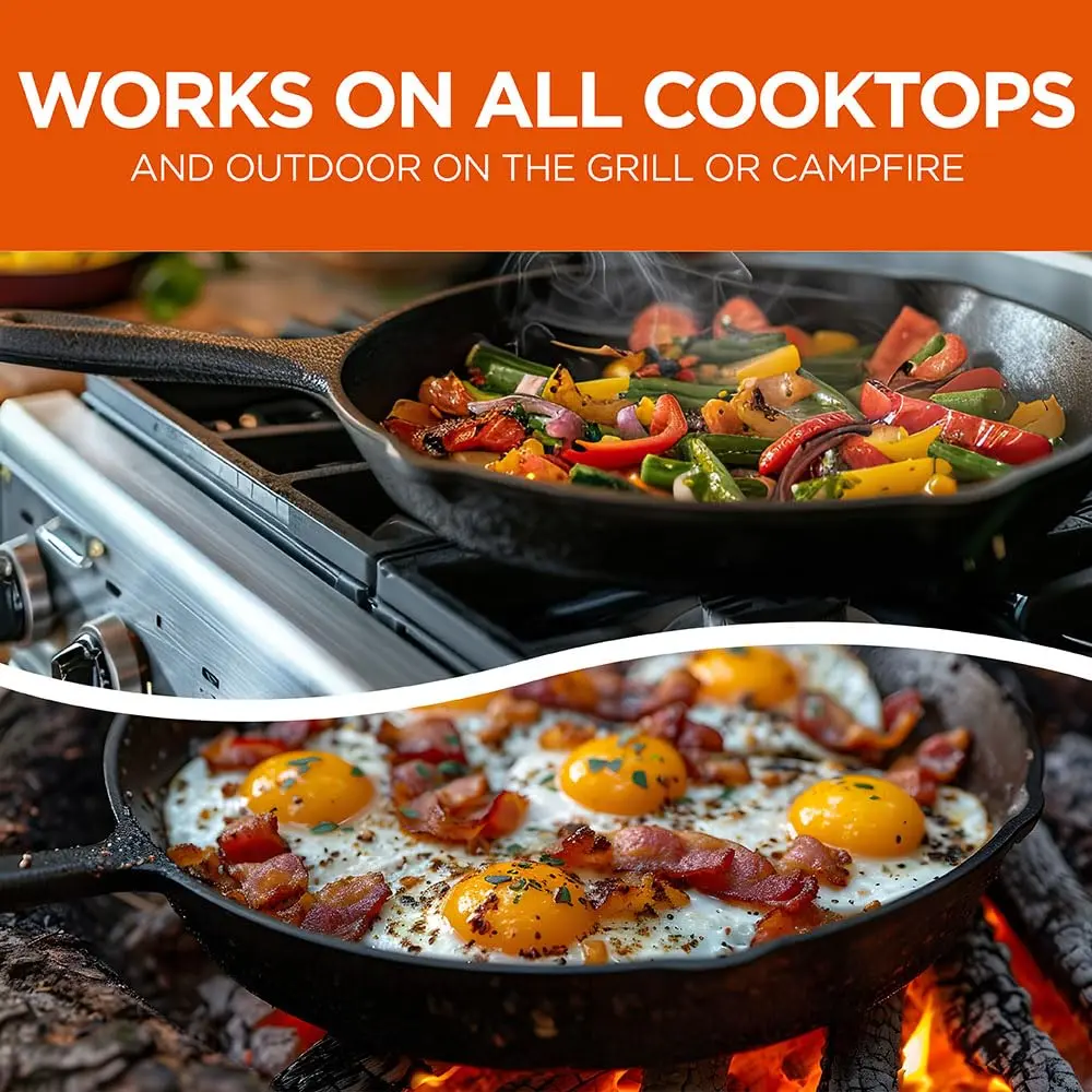 Commercial CHEF 10.25-Inch Cast Iron Skillet | Pre-Seasoned, Versatile & Oven Safe - view 4