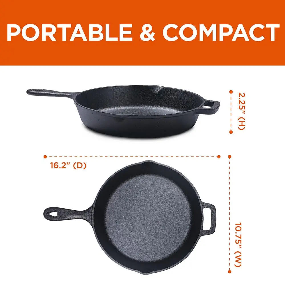 Commercial CHEF 10.25-Inch Cast Iron Skillet | Pre-Seasoned, Versatile & Oven Safe - view 6