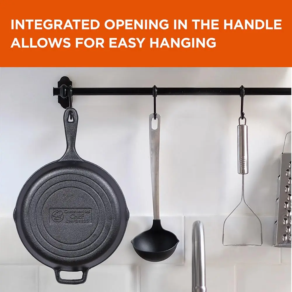 Commercial CHEF 10.25-Inch Cast Iron Skillet | Pre-Seasoned, Versatile & Oven Safe - view 7