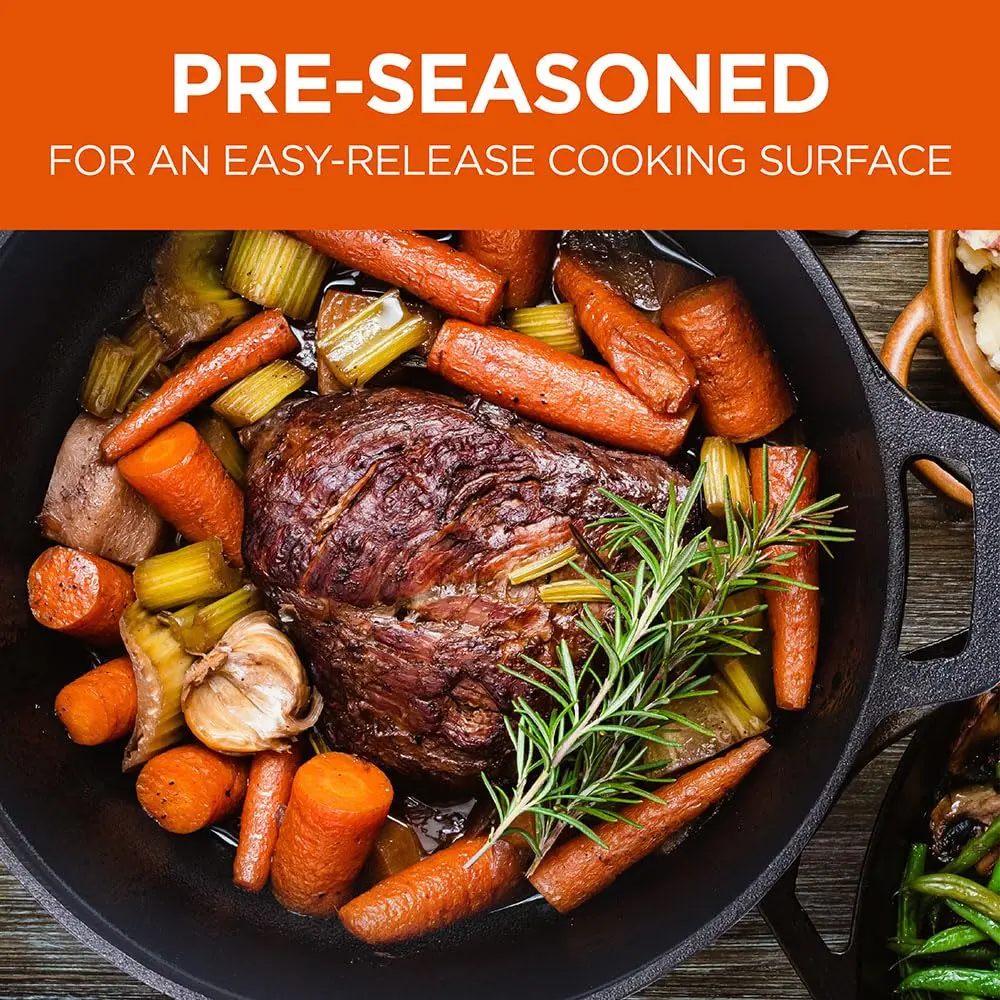 Commercial CHEF 10.25-Inch Cast Iron Skillet | Pre-Seasoned, Versatile & Oven Safe - view 2