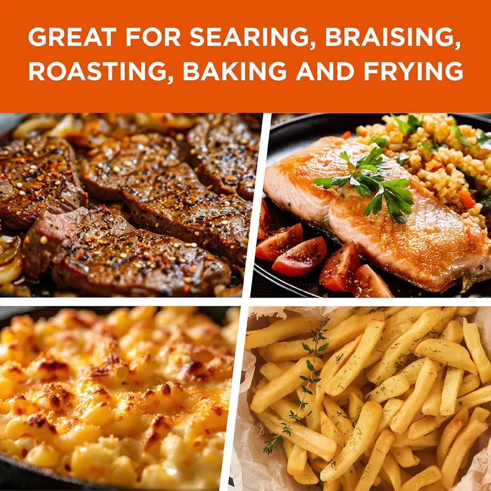 Commercial CHEF 10.25-Inch Cast Iron Skillet | Pre-Seasoned, Versatile & Oven Safe - view 3