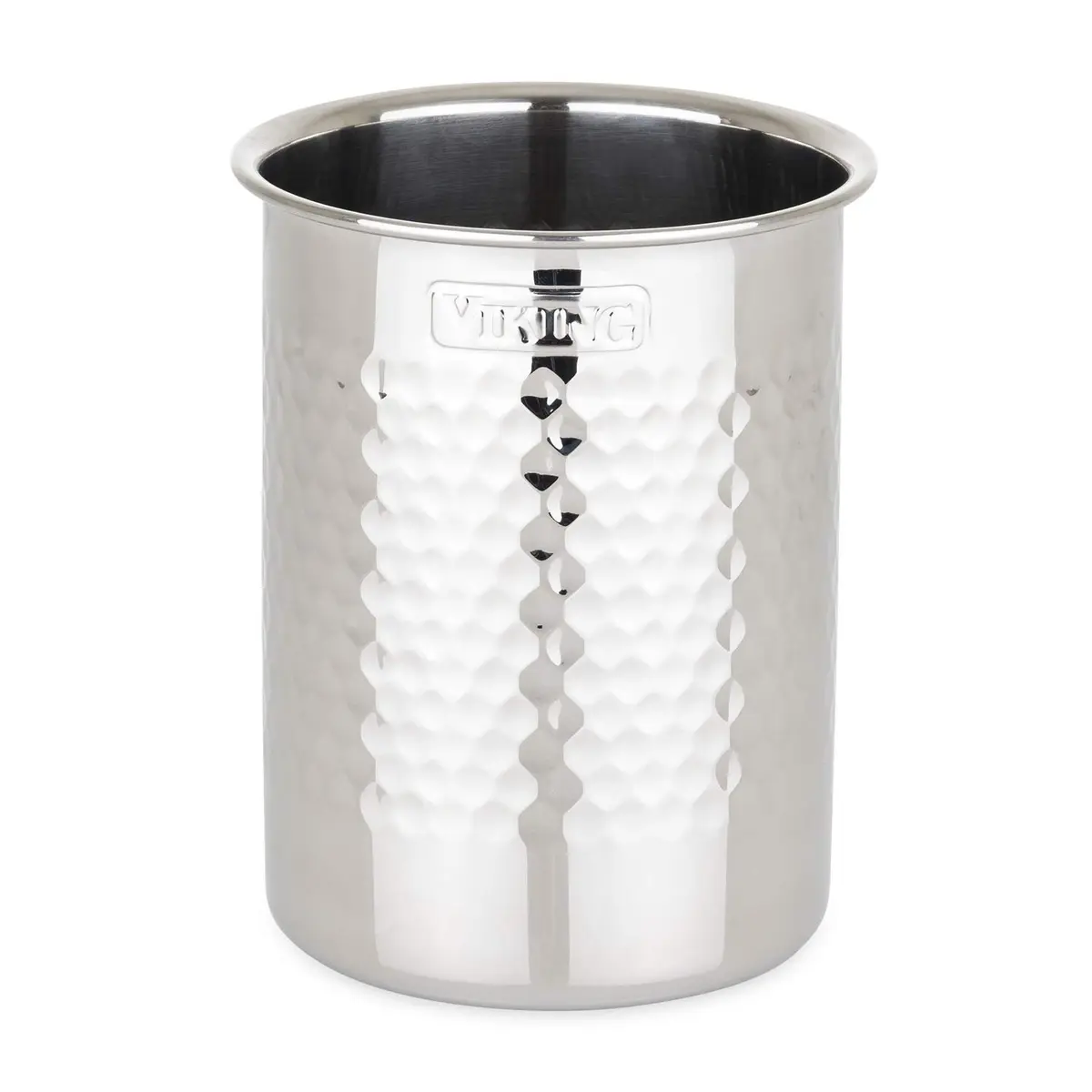 Viking Hammered Stainless Steel Kitchen Utensil Holder | Silver, 6.81 in H x 5.29 in D | Durable, Stylish Countertop Organizer - main product image