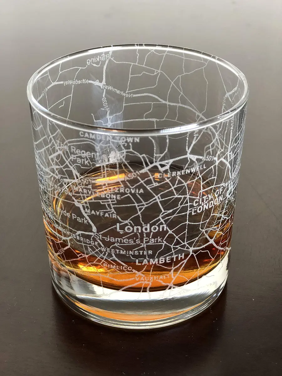 Or Something Rocks Whiskey Old Fashioned Glass 11oz | Urban City Map London UK - view 2