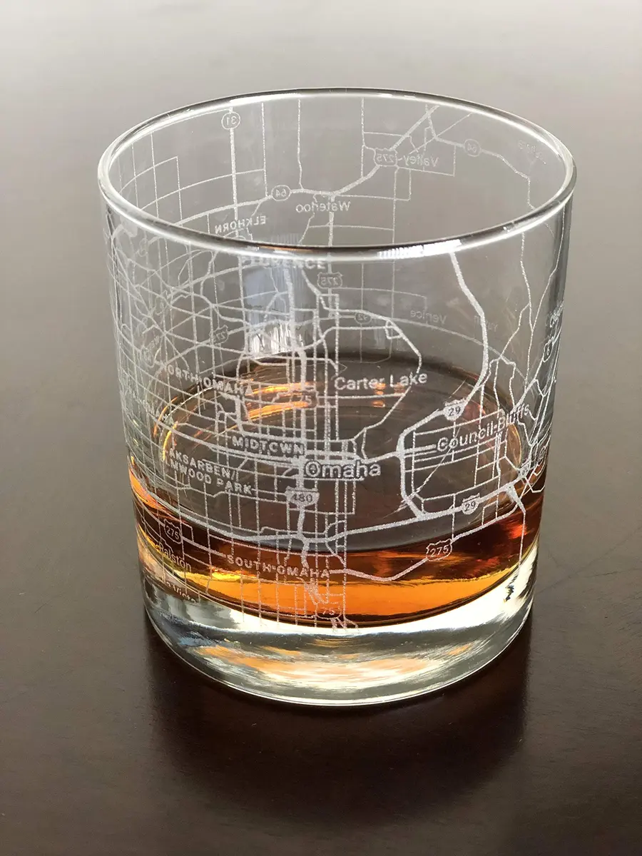 Or Something Whiskey Old Fashioned Glass 11oz | Omaha Nebraska Map | Made in USA - main product image