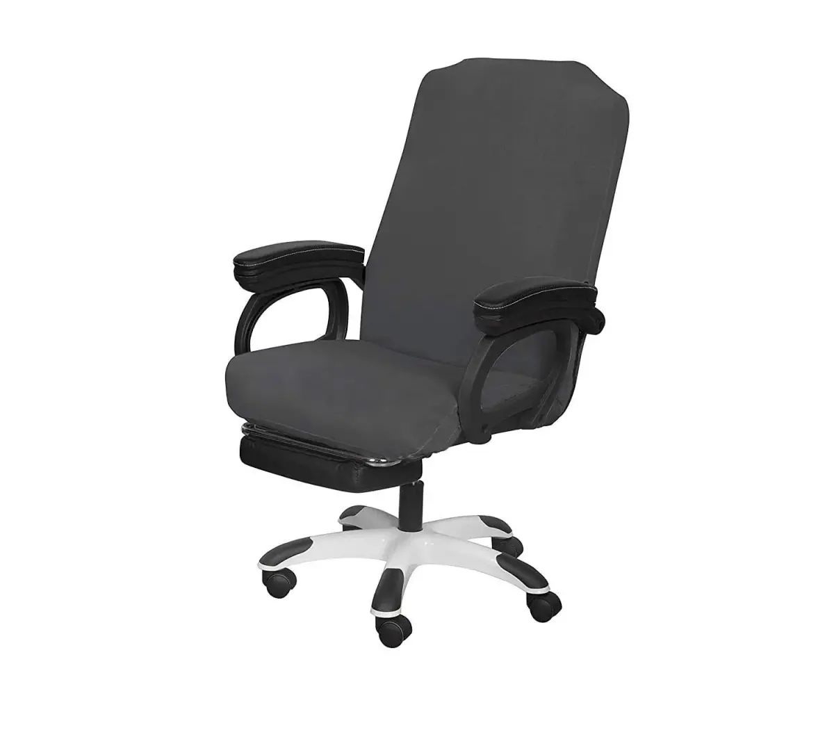 SARAFLORA Medium Grey Office Chair Cover - Stretch Fit, Removable, Washable Protector (1 Piece) - main product image