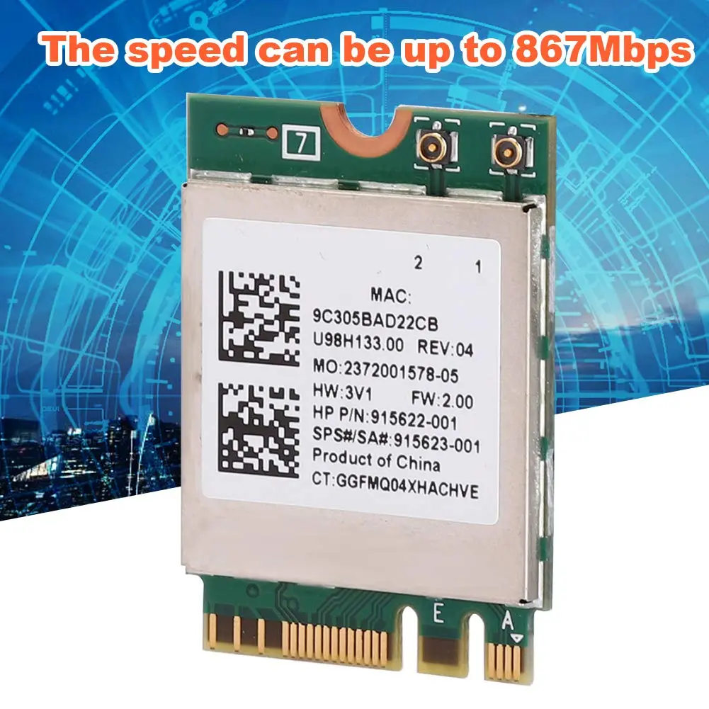 ASHATA RTL8822BE M.2 Network Card with Bluetooth 4.2 | 867Mbps Dual-Band WiFi for Windows 7/8/10 - view 2