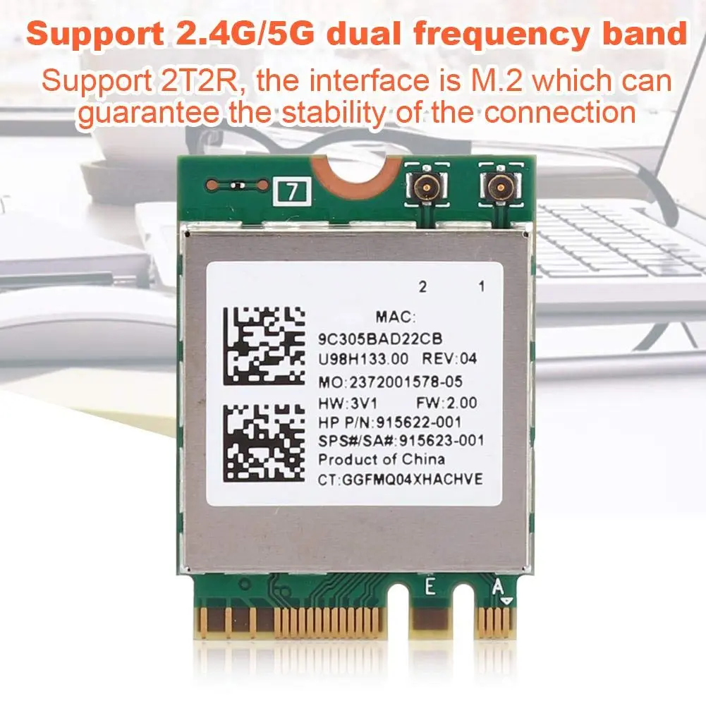 ASHATA RTL8822BE M.2 Network Card with Bluetooth 4.2 | 867Mbps Dual-Band WiFi for Windows 7/8/10 - view 3