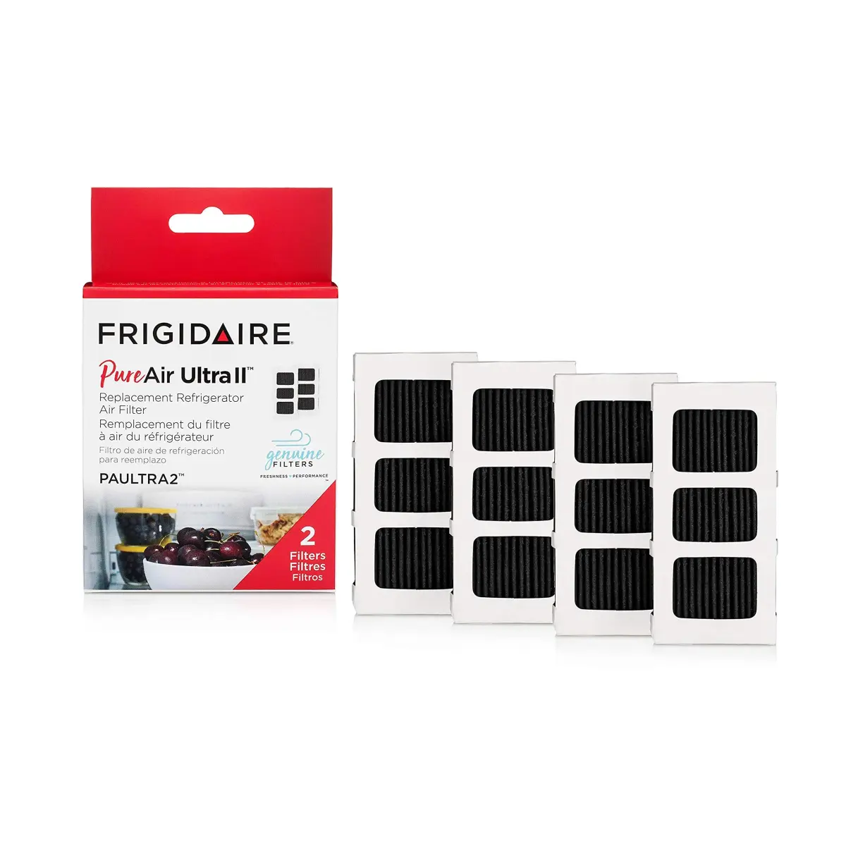 Frigidaire Pure Air Ultra II 4 Pack Air Filter 3.8" x 1.8" (4 Count) | Captures Odors Better Than Baking Soda - main product image