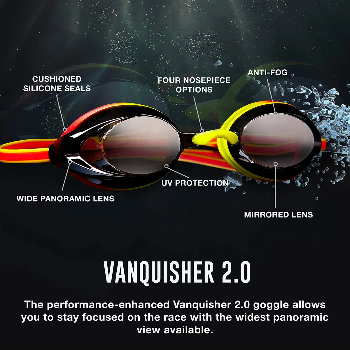 Speedo Unisex-Adult Swim Goggles Mirrored Vanquisher 2.0 | Wide Panoramic UV Anti-Fog Fit - view 7