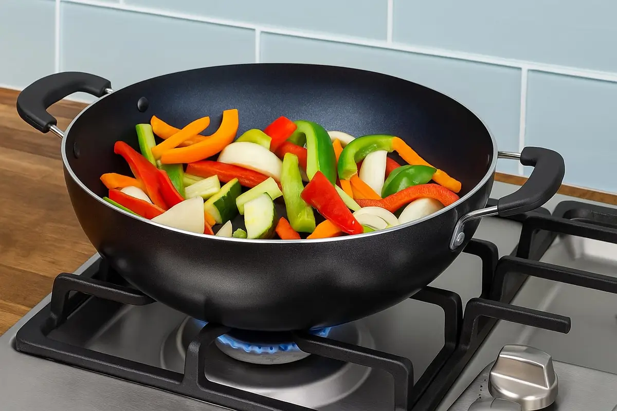 SHRIYA Induction Base Nonstick Kadai with Lid, 2.2 Ltr (2.3 US qt) | Deep Fry Pan for Indian Kitchens - view 4