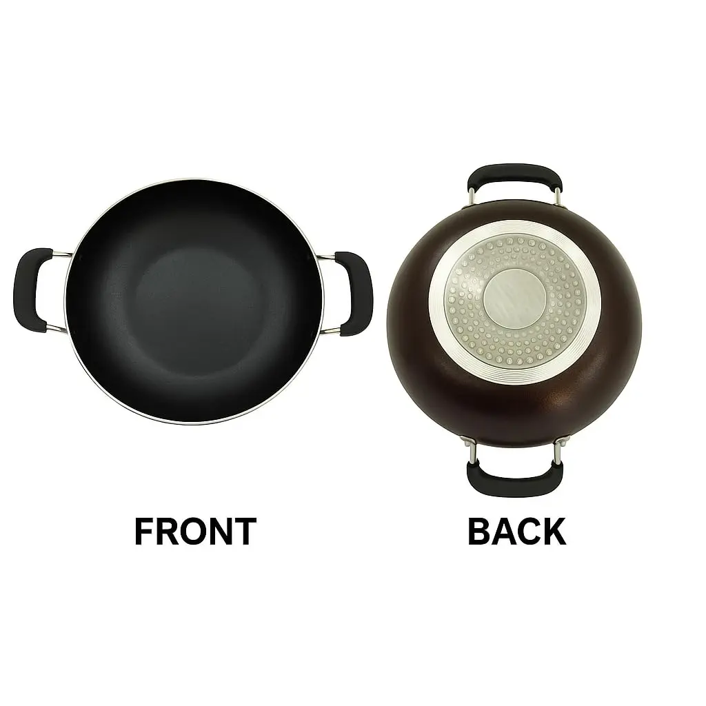 SHRIYA Induction Base Nonstick Kadai with Lid, 2.2 Ltr (2.3 US qt) | Deep Fry Pan for Indian Kitchens - view 7