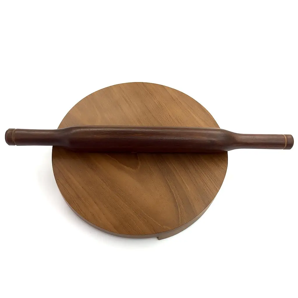 SHRIYA Wooden Chakla Belan Set 8x8 inch | Handmade Teak Roti Board & Pin for Daily Indian Cooking - main product image