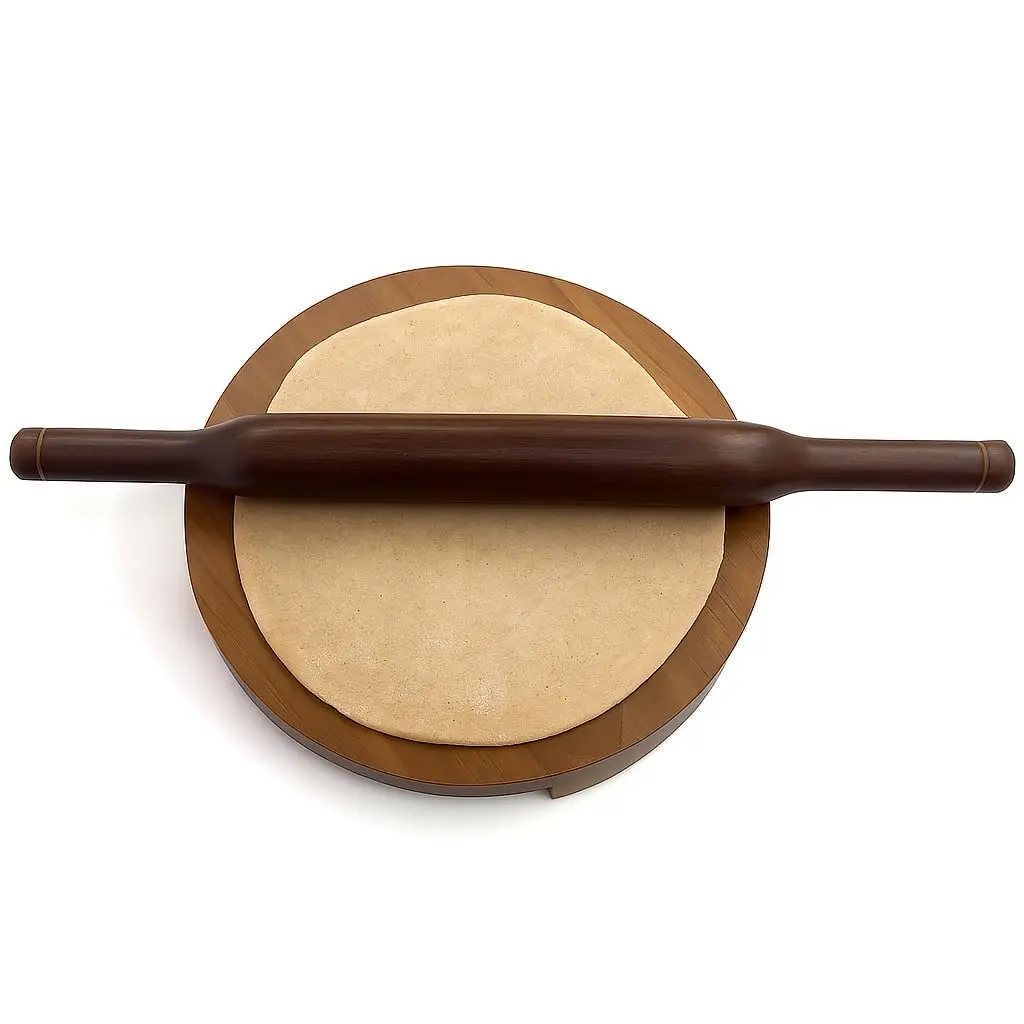 SHRIYA Wooden Chakla Belan Set 8x8 inch | Handmade Teak Roti Board & Pin for Daily Indian Cooking - view 5