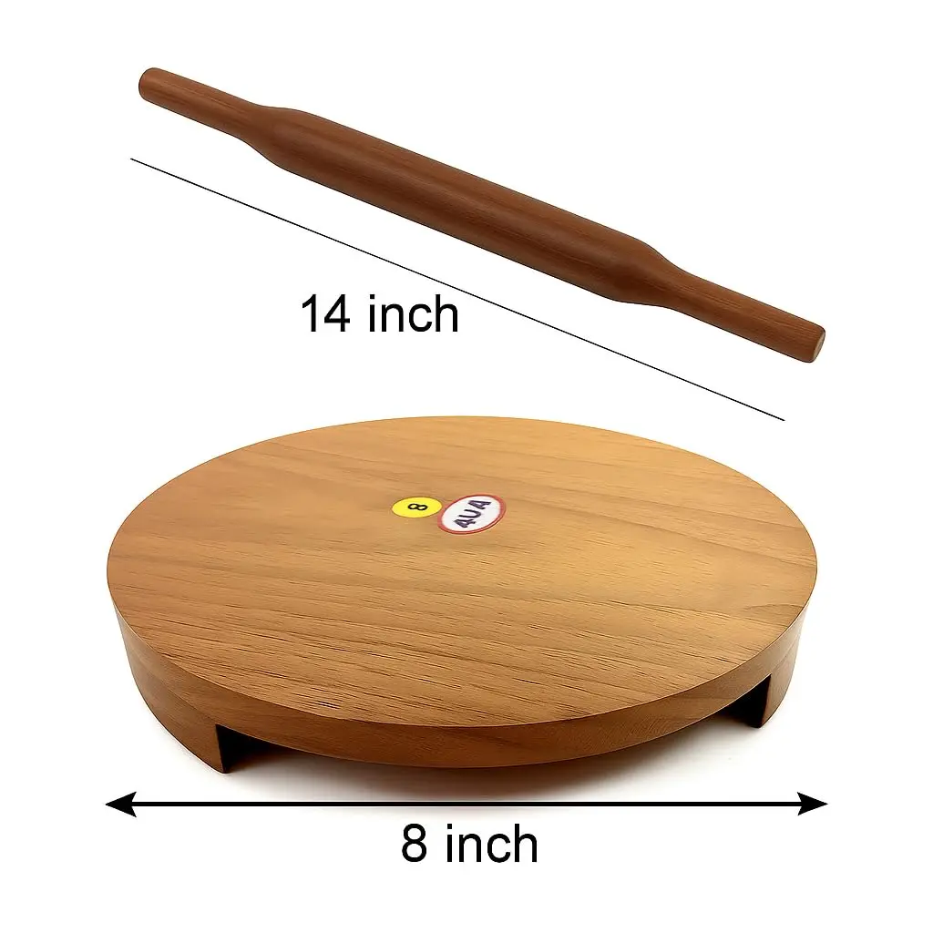 SHRIYA Wooden Chakla Belan Set 8x8 inch | Handmade Teak Roti Board & Pin for Daily Indian Cooking - view 2